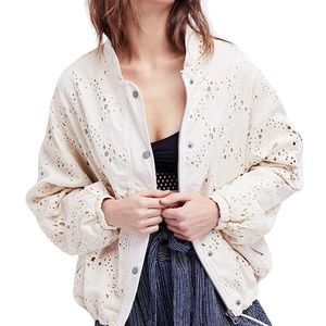 NEW Free People DAISY JANE eyelet Bomber jacket